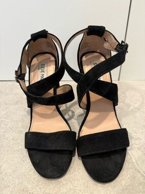 Steve Madden Black Suede Crisscross Ankle Heels